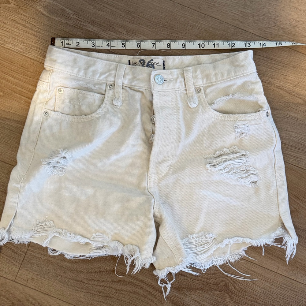 We The Free Frayed White Jean Shorts